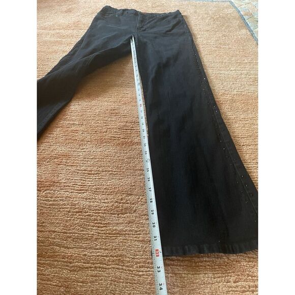 NYDJ Tummy Tuck Jeans Black Bootcut Studded Sides Size 10 Made in USA - Picture 5 of 9